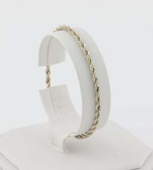 Sterling Silver Rope Chain Bracelet 7 1/4" inch